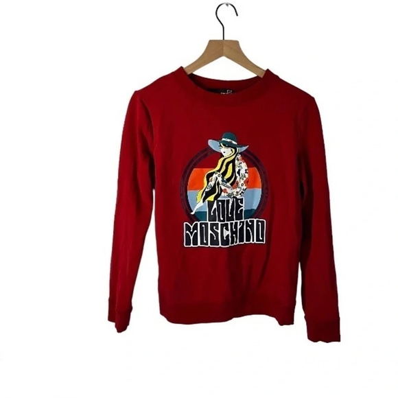 Love Moschino Red Graphics Sweatshirt
